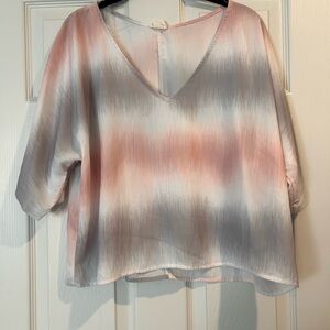 Peach Love California Pink and Gray Ombre Blouse